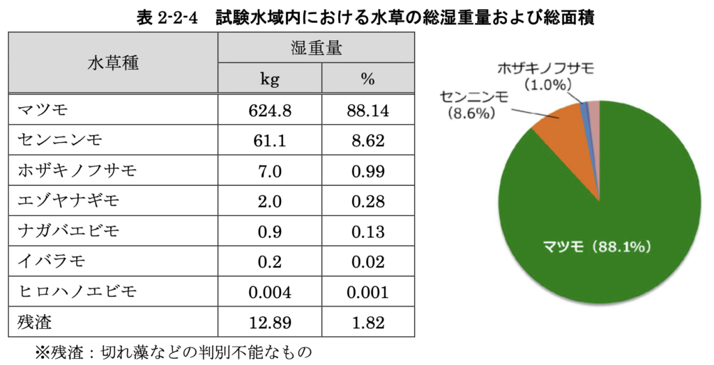 チュウルイ湾周辺の水草の割合